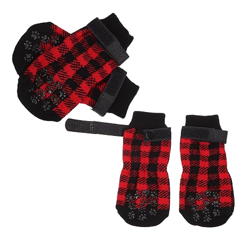 Happyyami 4 Stück Haustier Socken Stiefel Pfotenschutz Für Hunde Stoppt Das Lecken Pfotensocken Hundeschuhe Für Große Hunde Anti-rutsch-hundesocken Weihnachtsstrümpfe Greifer Reine Baumwolle von Happyyami