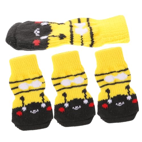 Happyyami 4 Stück Haustier Socken Tücher Pfotenbalsam Hunde Hundeschuhe Für Regen Conditioner Behandlung Für Hunde Hundeschermaschinen äntel Züchten Anti-Stiefel Hundevlies Baumwolle Yellow von Happyyami