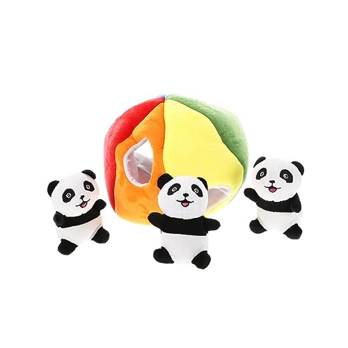 Happyyami Hundespielzeug-Set 4-teilig Interaktives Plüsch-Panda-Spielzeug Quietschendes Versteckspielzeug für Haustiere von Happyyami