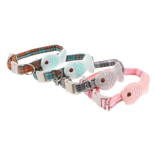 Happyyami 4 Stück Haustierkatze Kleiner Fisch Verstellbares Halsband Katzenpartyzubehör Kätzchenhalsband Katzenhalstuch Katzenhalsband Gitter Haustierhalskette Mit von Happyyami