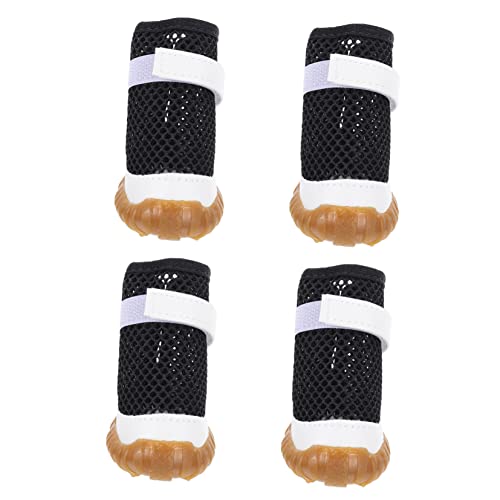 Happyyami 4 Stück Haustierschuhe Atmungsaktive Hundestiefel Hundeturnschuhe wasserdichte Welpenstiefel Paws pfotenschutz Schuhe für hundepfoten Sommer-Hundeschuhe Sommerstiefel für Hunde PVC von Happyyami