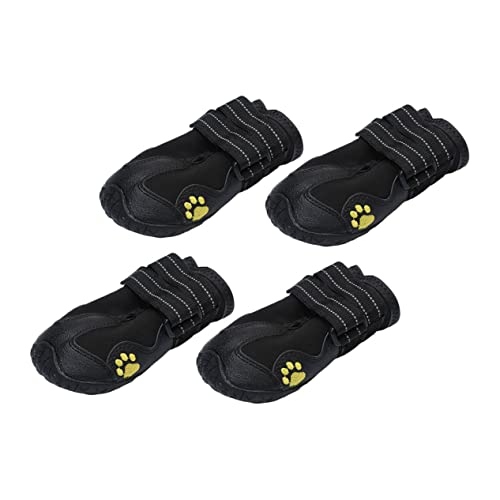 Happyyami 4 Stück Haustierschuhe Für Hunde Hundeklammer Dackel Hundeschuhe Hundestiefel Hund Sandalen Welpen Pads Pfoten Welpenschuhe Für Kleine Hunde Hundesocke Black Stoff von Happyyami