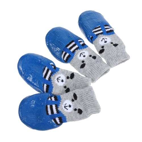 Happyyami 4 Stück Haustierschuhe Hundeschuhe Regenstiefel Für Hunde Booties Für Hunde Katzenstiefel Pfotensocken Atmungsaktive Hundestiefel Katzensocken Für Katzen Sky-Blue Baumwolle von Happyyami