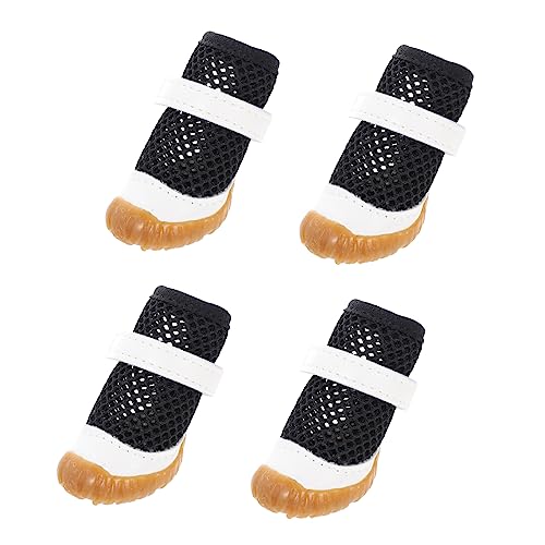 Happyyami 4 Stück Haustierschuhe wasserdichte Welpenstiefel elastische Hundesocken sommerliche hundeschuhe Paws pfotenschutz hundegeschenk Sommerstiefel für Hunde Hundepfotenschutz PVC von Happyyami