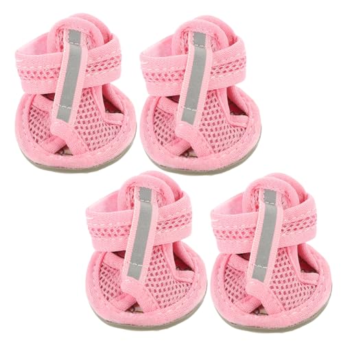 Happyyami 4 Stück Hundesandale Hundeschuhe Für Haustiere Weiche Sandalen Für Katzen Untersetzer Aus Kieselgur Welpenschuhe Für Heißes Pflaster Dog Boots Kind Klein Labrador Rosa von Happyyami