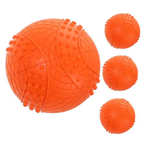 Happyyami 4 Stück Hundeball aus Gummi Spielzeug für Haustiere Welpenball Outdoor-Spielzeug Hundespielzeug Dog chew Toy hundekauspielzeuge Hunde Apportierball quietschende Bälle für Hunde von Happyyami