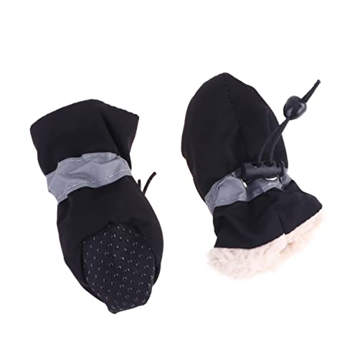 Happyyami 4 Stück Hundestiefel hundeschuhe Dog Shoes Keine Welpenschuhe Winterschuhe für Hunde Plüschtiere Wanderschuhe für Hunde Schwarze Turnschuhe für Kleinkinder Stiefel für Hunde Black von Happyyami