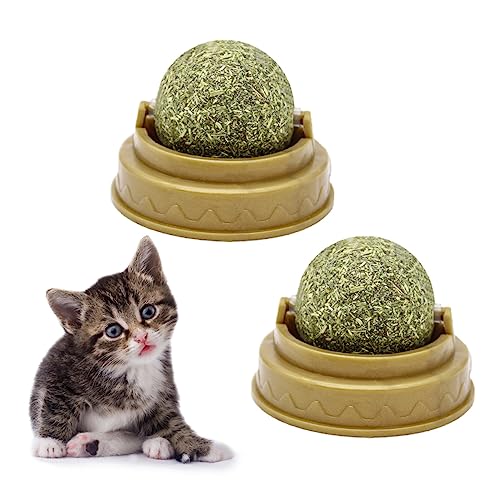 Happyyami 4 Stück Katzenbissball katzenminze Catnip laufstall Spielzeug Katzen Snack Katzen minzekissen Katze leckt Ball Katzenlecker Katze behandelt Minzkugel katzensnacks süßigkeiten Green von Happyyami