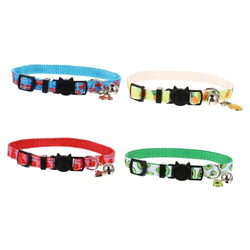 Happyyami 4 Stück Obsthalsband für Haustiere Kragen Katzenhalsbänder Haustier Glocke hundehalstuch hundehalsbänder Sicherheitshalsbänder für für Baumwolle Polyester von Happyyami