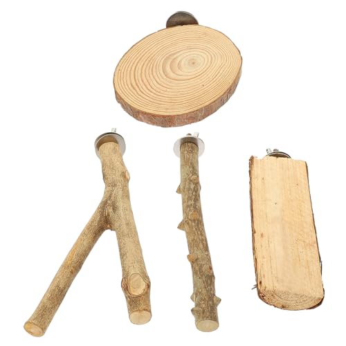 Happyyami 4-teiliges Vogelspielzeug-Set Vogel-sitzstangen Aus Holz für Papageien Schaukelständer und Weiche Leiter Vogelzubehör für Nymphensittiche Sittiche von Happyyami