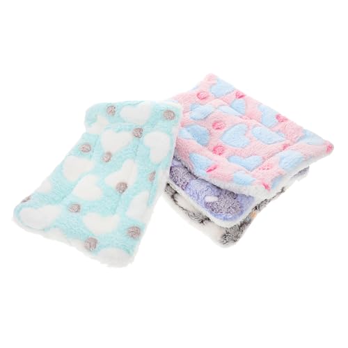 Happyyami 4 Stück Schlafunterlage für Hamster Meerschweinchen Heu Hamster Winter warmes Bett Kaninchen Hamster einstreu pet Heating pad Haustier Kleintiermatte kleines Tierbett Korallenvlies von Happyyami