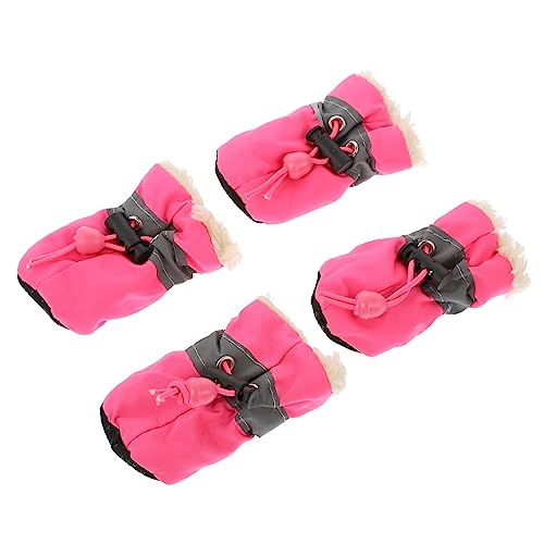 Happyyami 4 Stück Schuhüberzüge für Haustiere winterlinge Pets snea Reflektierende Hundeschuhe für Hunde Hund Katze warme Schuhe Outdoor-Schuhe für Haustiere warme Winterschuhe Samt Rosa von Happyyami