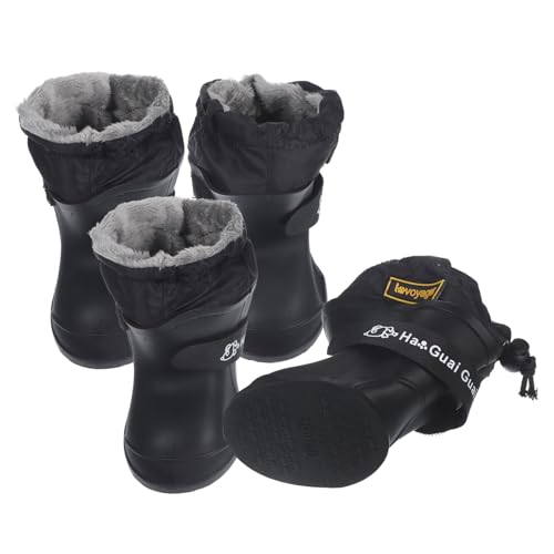 Happyyami 4 Stück wasserdichte Haustier Regenstiefel Hunde Regenstiefel Haustier Galoschen rutschfeste Haustier Regenschuhe Hunde Regenfußschuhe Haustierpfoten Outdoor Schuhe Welpen von Happyyami