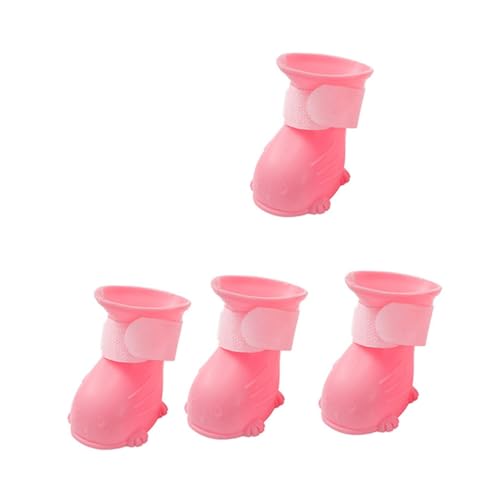 Happyyami 4 Stück wasserdichte Schuhe Hündchen-Regenstiefel Katzenhundestiefel wasserdichte Hundeschuhe Hund Schuh Abdeckung Hundeschuhe Mittelgroße Hunde - Hundeschuhe Schritt Rosa von Happyyami