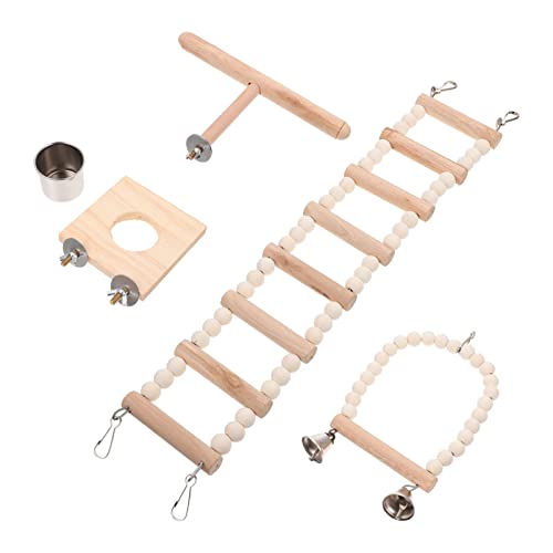 Happyyami 4 Teiliges Holzspielzeug Set Für Hamster Und Papageien Kletterleiter Schaukel Und Plattform Für Kleine Tiere Interaktives Für Nagetiere Und Vögel von Happyyami