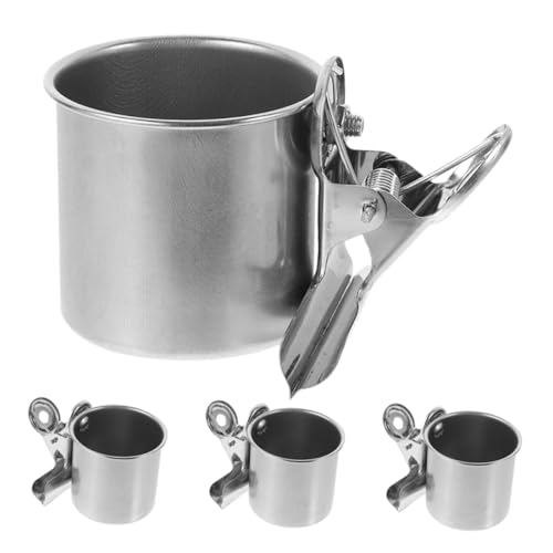 Happyyami 4er Set Edelstahl Futter Und Wassernäpfe Für Kleine Vögel Futterbecher Mit Klammer Für Sittiche Und Nymphensittiche Ideal Für Vogelkäfige Leicht Zu Reinigen von Happyyami