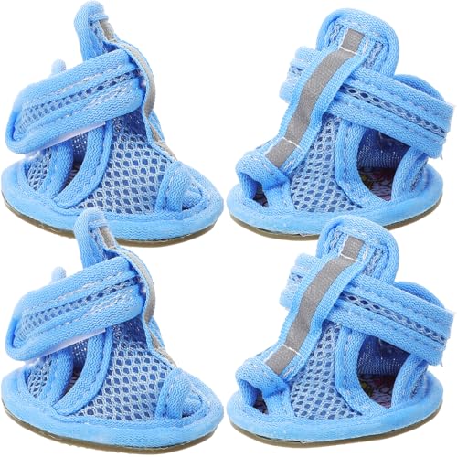 Happyyami 4er Set Sommer Hundeschuhe Aus Atmungsaktivem Mesh rutschfeste Pfotenschutz Sandalen Für Hunde Größe 4 Ideal Für Heiße Straßen Und Outdoor Aktivitäten von Happyyami