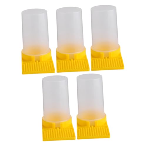 Happyyami 5St Bienentränke Bienen zubehör Bienen tränke Bienenwasserbecher Bienenwasserbedarf Bienenzubehör Balsam Bienenfangnetz Bienenset Fänger Bienenfutter Imker Werkzeuge Plastik Yellow von Happyyami