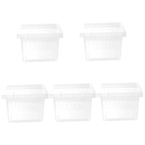 Happyyami 5er-Box Aufzuchtbox Für Insekten Fluchtschutzboxen Für Haustiere Eidechse Schlüpfen Brutbehälter Für Eidechsenkäfige Brutbehälter Füttern Schlange Terrarium Plastik Transparent von Happyyami