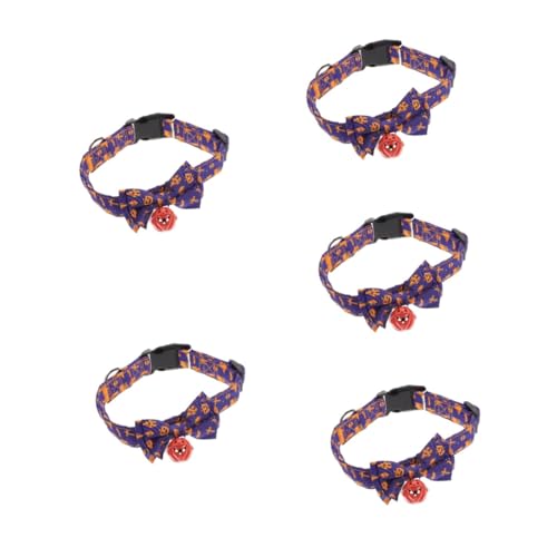 Happyyami 5st Halloween-Kragen Halloween-hundehalsband Hundehalsketten Für Kleine Hunde Verstellbare Haustierhalskette Kürbisglocke Haustierhalsband Katzenfliege Kätzchen Polyester Violett von Happyyami