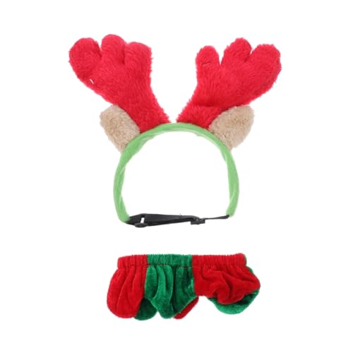 Happyyami 6 STK Haustier Weihnachtsdekoration Haustier-elch-Stirnband Hund Rentier Kostüm Weihnachtshaustier Hirschgeweih-Stirnband Hund Rentiergeweih Elchgeweih Halsband Polyester Hundekopf von Happyyami