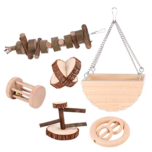 Happyyami 6St Haustierspielzeug aus Holz Beiß Welpe Hamsterkäfig Kauspielzeug für Hamster Hundenapf nager Nagetier Haustierbedarf für Haustiere hölzern von Happyyami