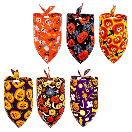 Happyyami 6st Halloween-dreiecksschal Schals Hund Coole Weste Haustier-Halstuch Hundeshampoo Tasche Für Hundeleckereien Hundehandtuch Halloween-hundedreieck-lätzchen Welpe Bausatz Polyester von Happyyami