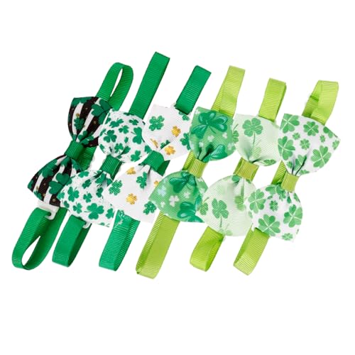 Happyyami 6st Haustier Fliege Rote Schleife Kleeblatt-kostüm Merch Heilige Welpe Fliege Grüne Krawatte Fliege Für Hunde Fliegen Hundezubehör Bogen Party Krawatten Hundebögen Polyester Green von Happyyami