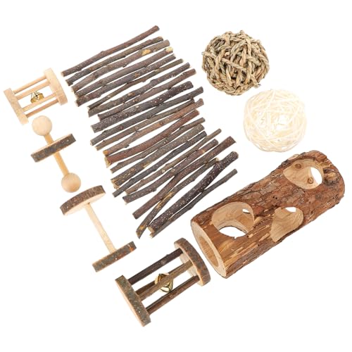 Happyyami Kauspielzeug Für Hamster 8-teiliges Hamsterspielzeug-Set Aus Holz Röhren Leitern Und Rutschen Für Haustiere Haustierfreundlich von Happyyami