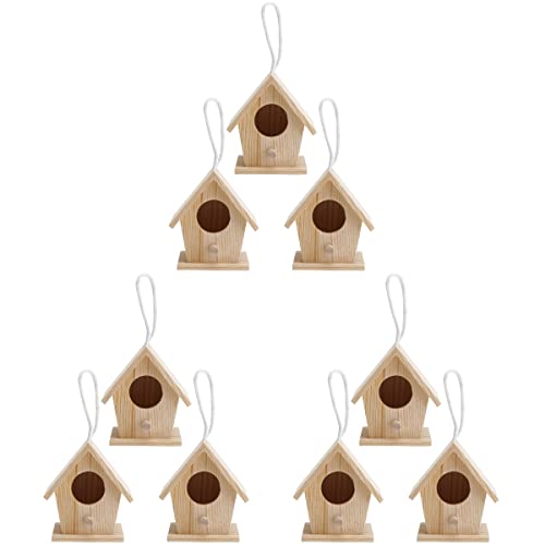 Happyyami 9 STK Vogelnest Dekoration Gartenverzierung Hängendes Vogelhaus Hölzernes Hängendes Vogelhaus Für Fenster Vogelverzierung Geschenke Im Freien Künstlicher Vogel Natürlich Holz von Happyyami