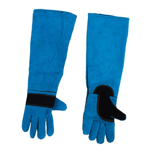 Happyyami Anti-Biss-Handschuhe Langlebige Lederhandschuhe Katzenmaulkorb zum Beißen Handschuhe zum Anfassen für Hunde Trainingshandschuhe für Hunde Katzenbiss-Handschuhe Rindsleder Sky-Blue von Happyyami