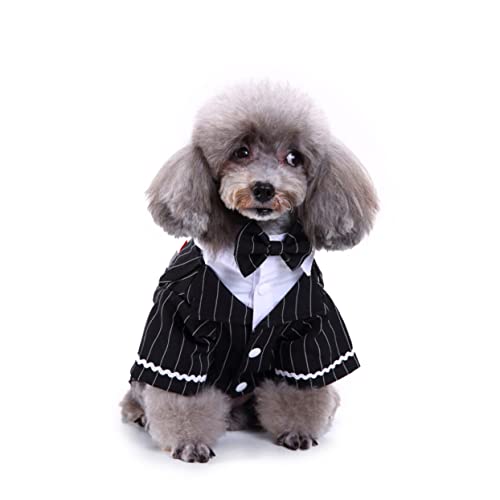 Happyyami Anzug mit Fliege für Haustiere Hund Prinz Hochzeit Fliege Anzug Haustieranzug Welpen-Hochzeits-Shirt formelles kostüm für Hunde Krawatte hundemantel Dog Raincoat Haustierbekleidung von Happyyami