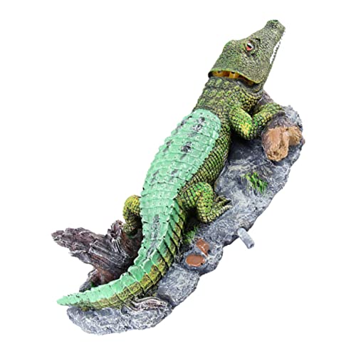 Happyyami Aquarium-Alligator-Ornament Dekorationen Für Aquarien Alligator-Aquarium Aquarium-Bubbler-Dekorationen Aquarienverzierung Aquariumdekoration Krokodil-Statue Aquarium- Harz von Happyyami