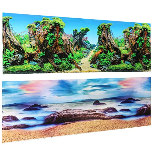 Happyyami Aquarium Hintergrundpapier Aquarienpflanzen Künstlich Rückwand Für Fischbecken Bausatz Hai Automatisch Tank Aufkleber Futterspender Aquariumdekoration Netz Dickfilmpapier von Happyyami