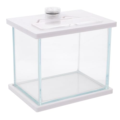 Happyyami Aquarium hochzeitsdeko hochzeitsdeco Aquarienfische wasserpflanzen kleine Behälter Obere Abdeckung für Aquarien Zubehör für die Fischfütterung zu Hause Goldfischbecken Glas Weiß von Happyyami