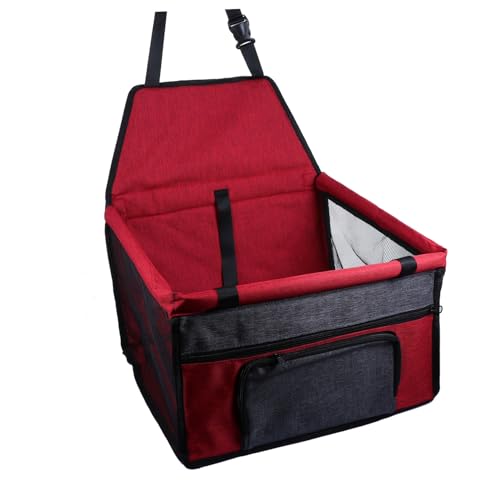 Happyyami Auto Haustiermatte Hundetragekorb Reiseträger Für Welpen Haustier-Booster Hunde-Booster Kleines Hundeauto Auto-Booster Für Kleine Haustiere Sitzerhöhungen 900d Mattes Tuch Rot von Happyyami