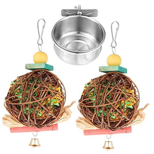 Happyyami Papageien-futternapf-Spielzeug-Set Vogelspielzeug für Nymphensittiche Vogel-wasserspender Vogelfutterspender Vogel-wassernäpfe Vogelkäfig-zubehör von Happyyami