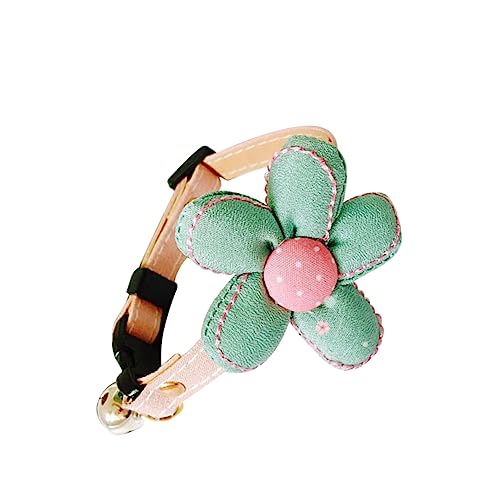 Happyyami Blumenhalsband Für Haustiere Welpenhalsbänder Für Kleine Welpen Abbrechbares Katzenhalsband Blumenkragen Katze Verstellbares Halsband Pu-Kragen Bequemer Kragen Welpenhalsband Green von Happyyami