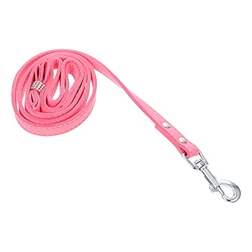 Happyyami Diamanthalsband für Haustiere Welpe Laufseil für Katzen im Freien Hund Haustierbedarf pet Supplies seilspanner buntes Zugseil für Haustiere verstellbare Katzenleine Mikrofaser Rosa von Happyyami