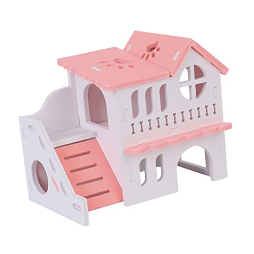 Happyyami Doppel Hamster Villa Hamsterhäuser u Hamsterversteck Hamsterlebensräume Groß Hamsterhaus Sportspielzeug Für Haustiere Rennmaus Nisthaus Für Hamster Guinea Rosa Hölzern von Happyyami