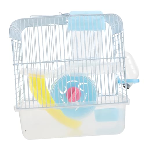 Happyyami Doppelschichtige Hamsterburg hamsterhaus Hamster Spielzeug hamsterzubehör Hamsterbiss Igel-Villa Haustierspielzeug Nestkäfig Mäusekäfig für Hausmäuse Hamsterkäfige Plastik Sky-Blue von Happyyami