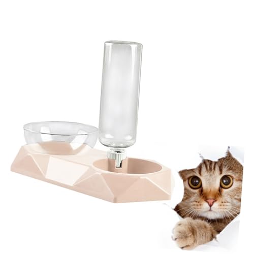 Happyyami Doppelter Hundenapf verstellwinkel pet Feeder wasserschalen automatischer wasserspender Easy putz Entfernbar katzennäpfe Schüsseln für Haustiere Katzennapfständer Hundefutter Rosa von Happyyami