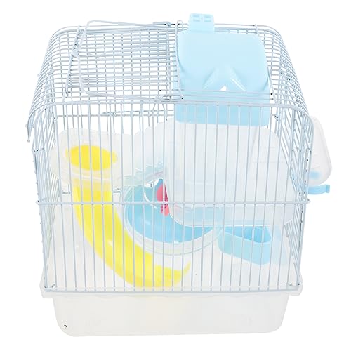 Happyyami Drahtkäfig für Ratte coop Hamster Multi Vogelkäfig Vogelkäfig Hängematte Käfige nager käfig kleintierhaus Doppelschichtiger Rattenkäfig meerschweinchen Schloss Eisendraht Sky-Blue von Happyyami