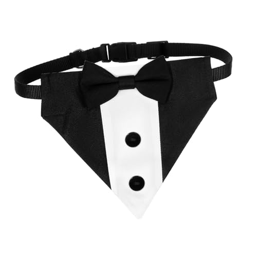 Happyyami Hundezubehör Hundehalsband Aus Stoff Verstellbare Größe Hundehalstuch Halsband Formeller Anzugstil Fliege für Hochzeit Verlobung Größe M von Happyyami