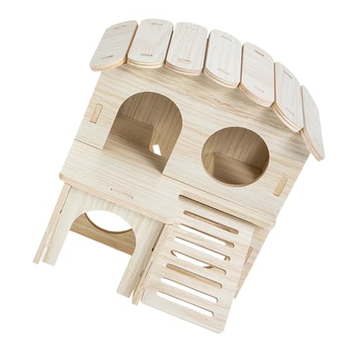 Happyyami Entzückendes Hamsterhaus Mit Holzdeko Rattenzubehör Hamsterverstecke Aus Holz von Happyyami