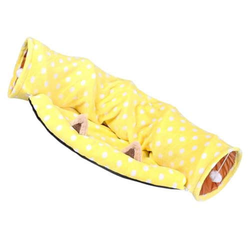 Happyyami Faltbarer Kaninchen Tunnel Und Katzenbett 2 1 Tunnelröhre Aus Für Kaninchen Meerschweinchen Und Katzen Gemütliches Versteck Und Halbmond Design von Happyyami