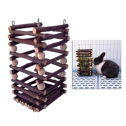 Happyyami Feeder-Rack Kaninchennest Hamster Futterspender Meerschweinchen-Liner Schweine kanninchenfutter Futter Hasen Futter heuball Hasenholzschüssel Haustierbedarf Protokoll von Happyyami