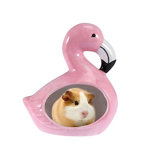 Happyyami Flamingo Design Keramisches Hamsterhaus Für Den Sommer Kühlendes Schlafnest Für Hamster Und Kleintiere Ideal Für Tierfreundliche Umgebungen von Happyyami