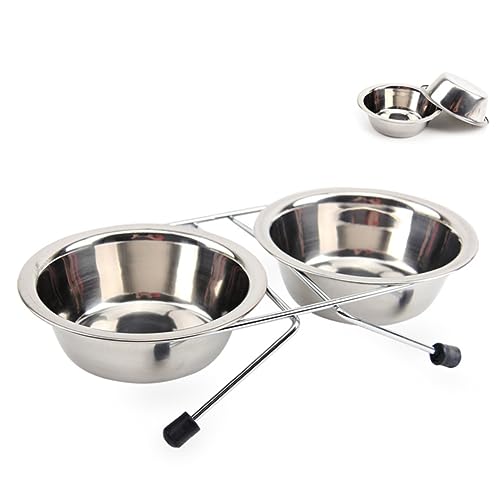 Happyyami Futter- und Wassernäpfe für Haustiere Hundenapf Haustiernapf Anti-Rutsch Abs edelstahlschüsseln edelstahlnapf dogbowl Futterautomat für Haustiere Hundefutter und Wassernäpfe Silver von Happyyami