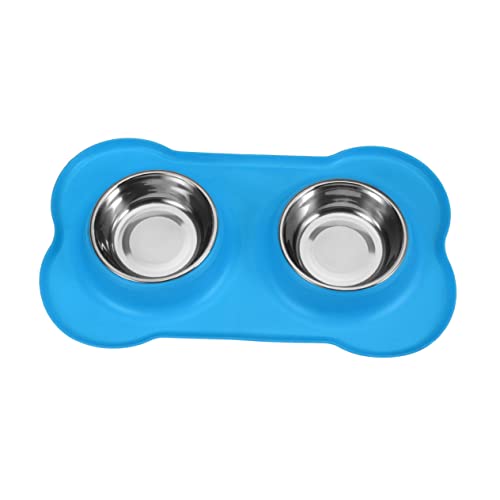 Happyyami Dual Hund Futternapf Set Große Haustier Silikon Schüssel-Basis Edelstahl von Happyyami